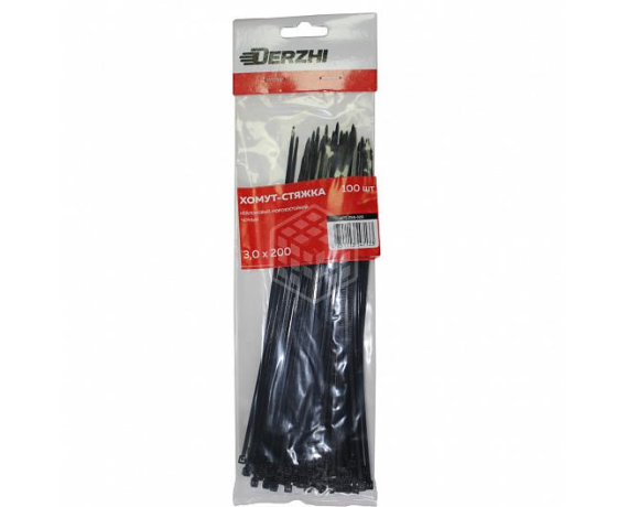 Хомут-стяжка DERZHI нейлоновые черные 3*200 258-320