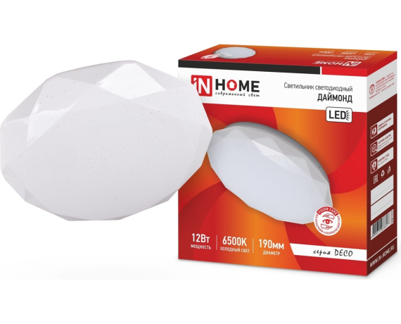 Светильник светодиодный DECO ДАЙМОНД HOME 18Вт, 230В, 6500К, 1170 лм, 230мм