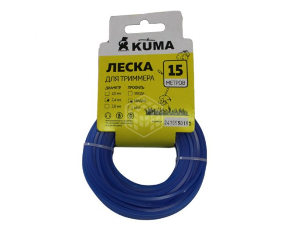 Леска для триммеров квадратная KUMA 2,4 15м