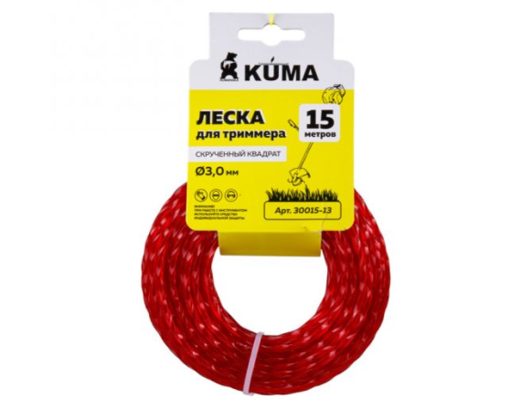 Леска для триммеров скрученный квадрат KUMA 3,0 15м
