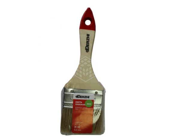 Кисть плоская DERZHI ЭКО, смешан.щетина,дерев.ручка 63 мм 8122-063