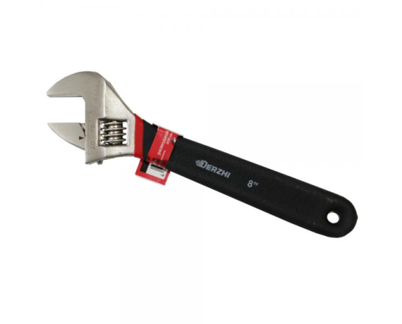 Ключ разводной DERZHI 200мм хромированная сталь, обливная рукоять 8012-8