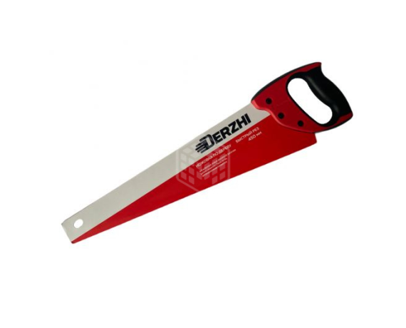 Ножовка по дереву DERZHI 450мм,круп.зак.зуб. 5 TIPI,2D зат.,полиров.сталь 65 Mn,2-к рук. 55-3004-18