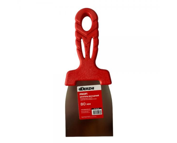 Шпатель DERZHI PROFI 80мм фасадный нерж.,с цветной пласт.ручкой 812-08