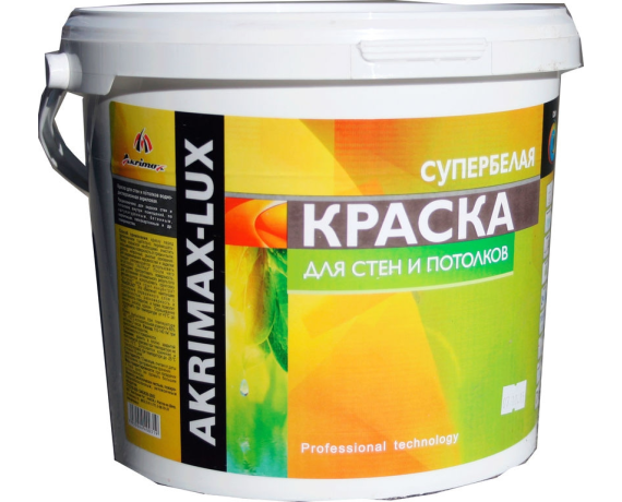 Akrimax-lux Краска для стен и потолков СУПЕРбел.  1,5кг.