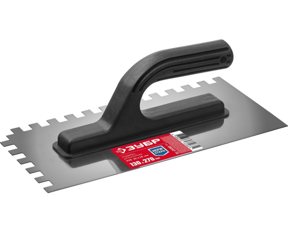 Гладилка зубчатая 270*130мм, нерж.зуб 10*10 мм Стройтекс