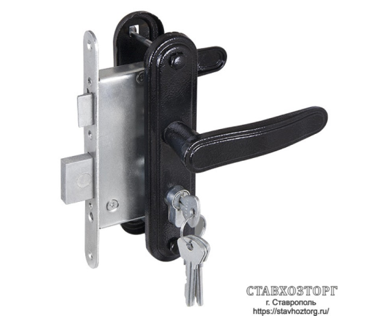 Замок врезной с ручкой Зенит ЗВ4-3.03 (личинка) черный