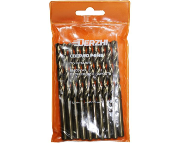 Сверло DERZHI по металлу Р6М5 6,5мм 