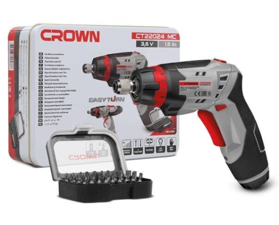 Аккумуляторный шуруповерт CROWN СТ22024 MC 1скорость, 200об/мин, 3,6В, 1,5А*ч