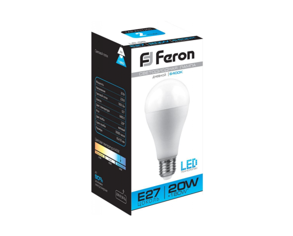 Лампа светодиодная FERON LB-98 (20W) 230V Е27 6400K A65 дневной