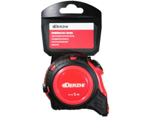 DERZHI Рулетка с фиксатором каучук 19мм*5м 8419-005