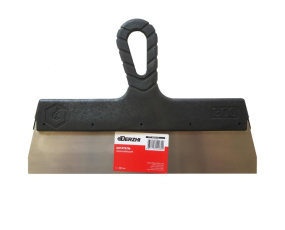 Шпатель DERZHI фасадный нержавеющий, с пластиков.руч.,300мм 