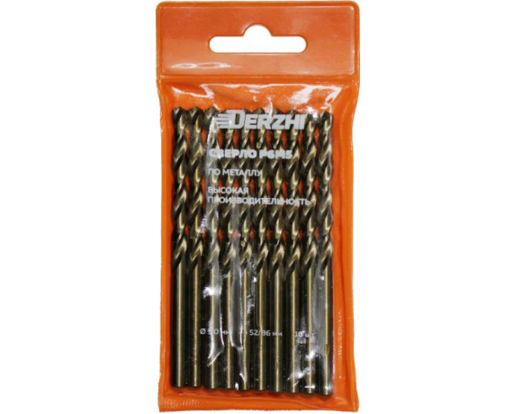 Сверло DERZHI по металлу Р6М5 5,0мм 
