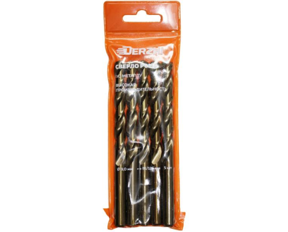 Сверло DERZHI по металлу Р6М5 9,0мм 