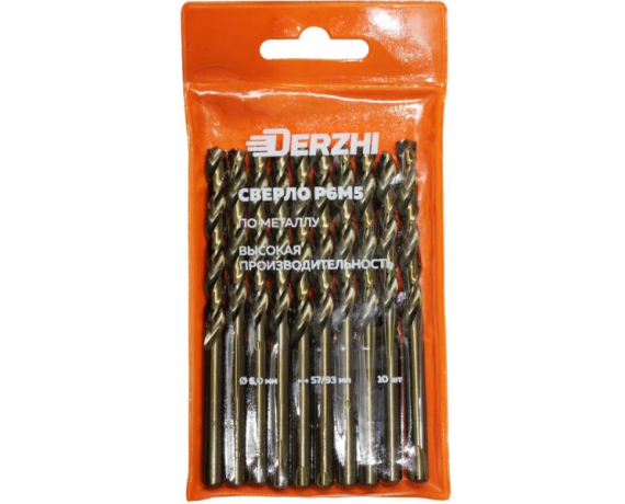 Сверло DERZHI по металлу Р6М5 6,0мм 8304-009          