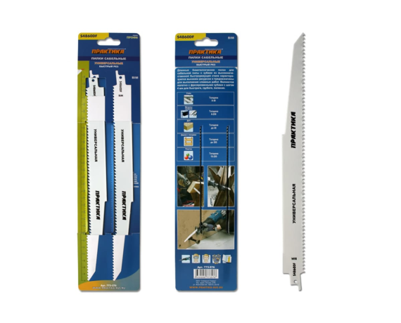 Пилки для лезвийной пилы ПРАКТИКА S4860DF BIM по дереву/металлу/пластику,шаг 4мм,дл.300мм