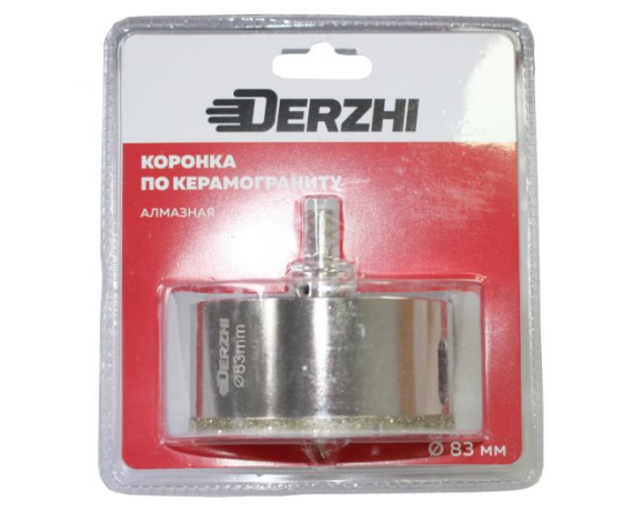 Коронка DERZHI алмазная по керамограниту 83мм