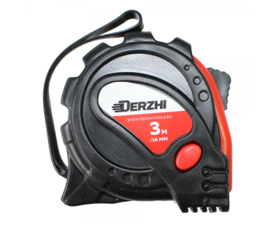 DERZHI Рулетка Мастер обрезиненный корпус 16мм*3м 