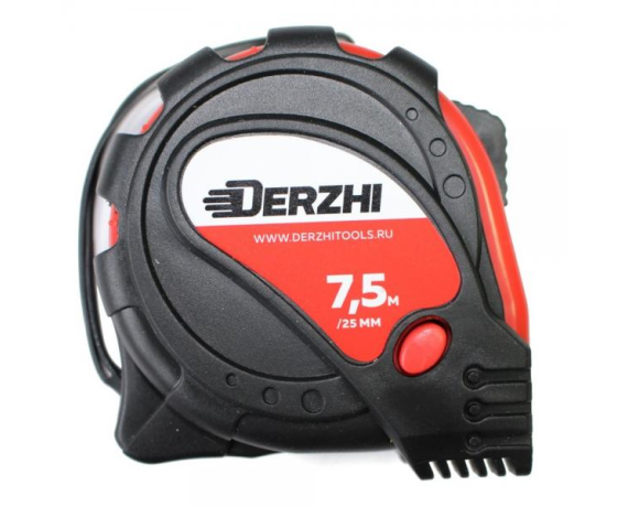 DERZHI Рулетка Мастер обрезиненный корпус 25мм*7,5м 