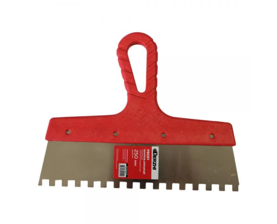 Шпатель DERZHI зубчатый нерж.сталь с пласт.руч.250мм зуб 8*8мм 