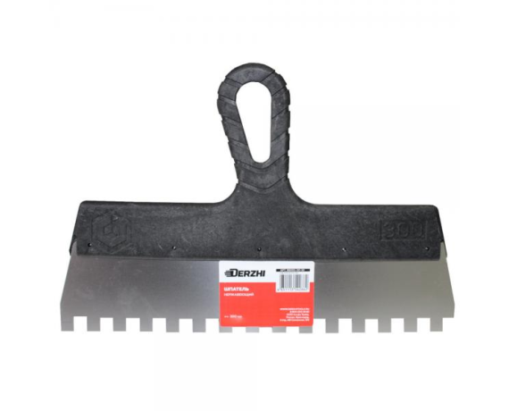 Шпатель DERZHI зубчатый нерж.сталь с пласт.руч.300мм зуб 8*8мм 