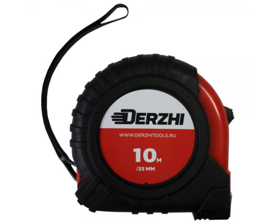 DERZHI Рулетка Мастер обрезиненный корпус 25мм*10м