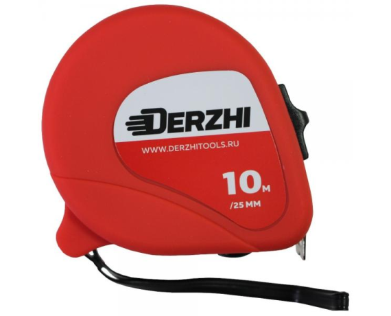 DERZHI Рулетка ЭКО с резиновым покрытием 25мм*10м