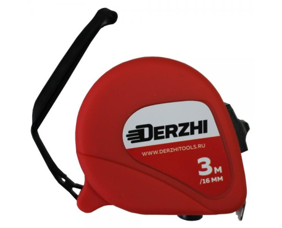 DERZHI Рулетка ЭКО с резиновым покрытием 16мм*3м 