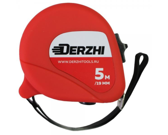 DERZHI Рулетка ЭКО с резиновым покрытием 19мм*5м   