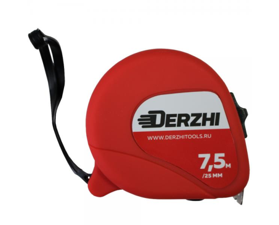 DERZHI Рулетка ЭКО с резиновым покрытием 25мм*7,5м