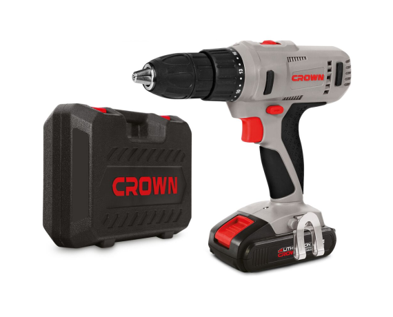 Аккумуляторный шуруповерт CROWN СТ21056L-1,5 BMC 2скорости, 2аккумулятора, 1350об/мин, 18В, 1,5А*ч