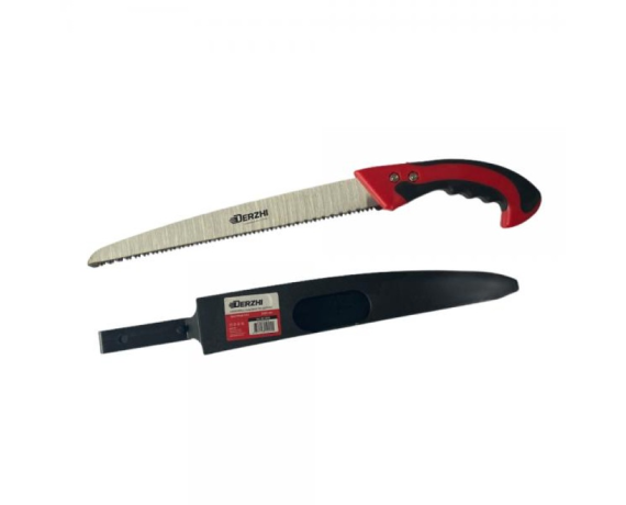 Ножовка по дереву DERZHI 300мм,садовая в пласт.ножнах 