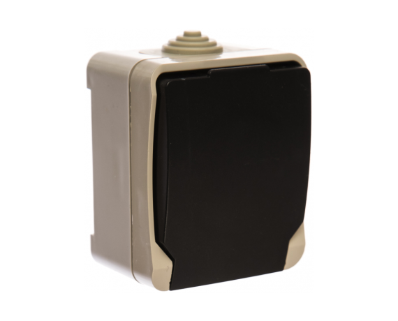 Розетка Smartbuy 1-м с зазем. 16А с крышкой IP54 