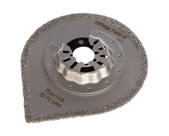 Насадка для МФИ ПРАКТИКА режущая - шлифовальная для углов, HM, по плитке и дереву, 70 мм 240-324