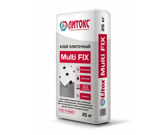 Литокс MULTI-Fix плиточный клей цементный (водост.,морозост.)(25 кг) НАЛ