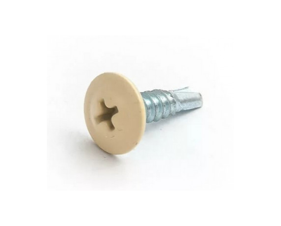 Саморезы 4,2х19 полусфера - прессшайба Цвет 1014 сверло