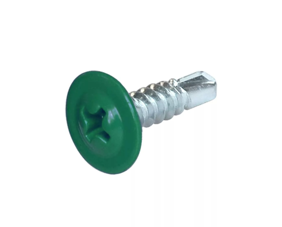 Саморезы 4,2х19 полусфера - прессшайба Цвет 6005 сверло