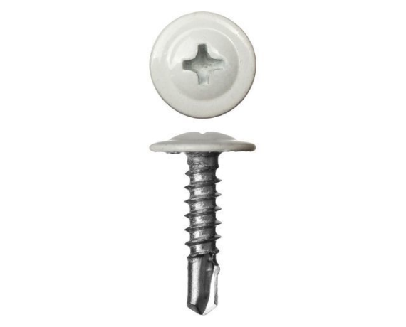 Саморезы 4,2х19 полусфера - прессшайба Цвет 9003 сверло