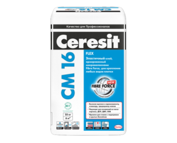 СМ 16/25 Клей эластичный для любых видов плитки для внутренних и наружных работ 25 кг