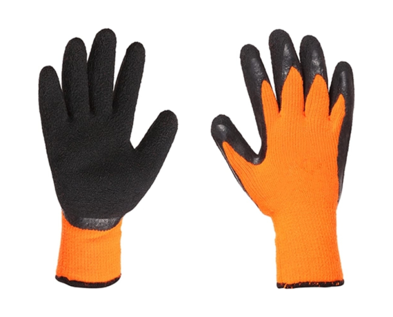 Перчатки акриловые рифленые утепл.черная ладонь большой размер 12/480