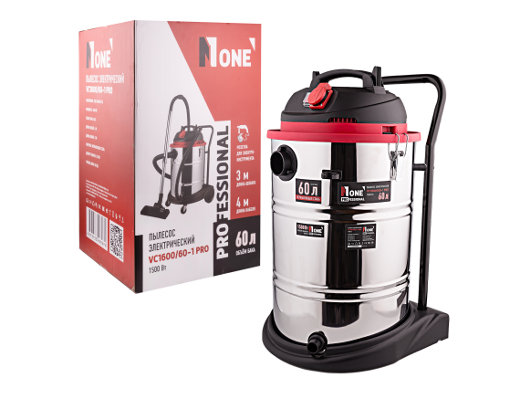 Пылесос строительный Number one VC1600/60-1 PRO (60л,1600Вт,4м шланг,пылесборник)
