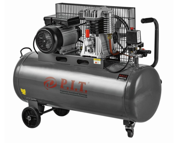 Компрессор P.I.T. РАС 016001-2,5/100 (2,5кВт,3,4 лс,330л/мин,100л,2 цил-ра,2 вых,ев,маслян.ремен)