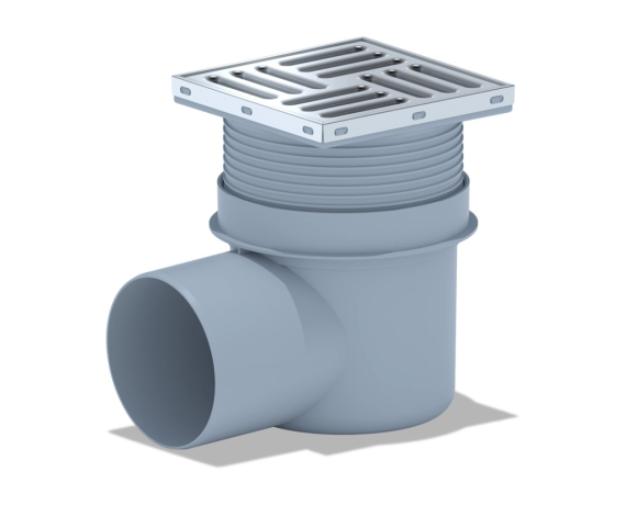 Трап ТQ1612 с горизонтальным выпуском 110мм с металлической решеткой, сухой затвор