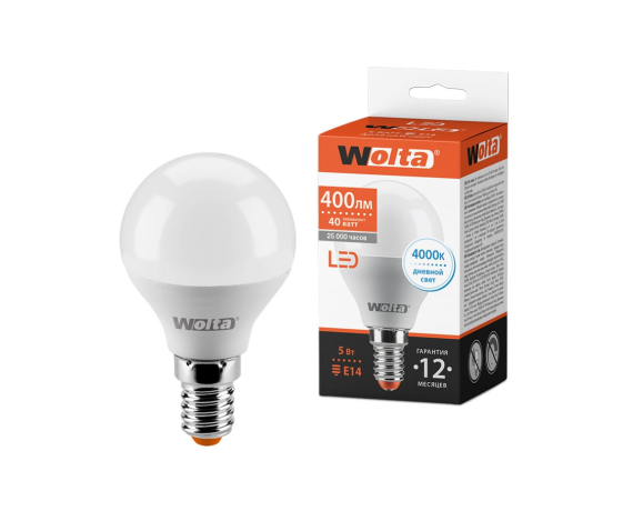 Лампа светодиодная LED WOLTA 25 S45 GL5.5 E14