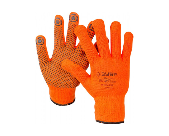 Перчатки утепленные с начесом с ПВХ покрытием (точка)  L-XL Зубр Ангара