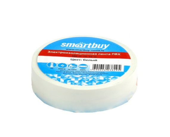 Изолента Smartbuy 0,13*15мм*10 метров, белая
