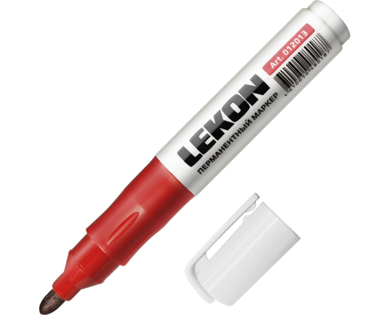 Маркер перманентный заправляемый лин.3,0мм красный LEKON 012013