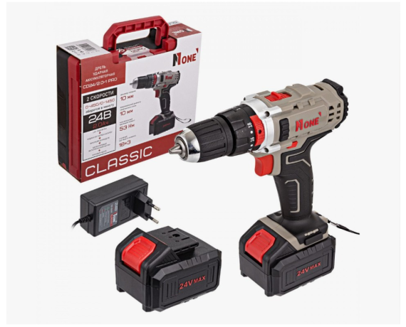 Шуруповерт Number one CD24/2,0-1- PRO CLASSIC (24 V, 2 a/h, 2 скорости, 2аккум.индик. заряда, кейс)