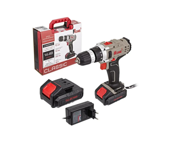 Аккум. дрель Number one CD14,4/2.0-3 CLASSIC (2скорости, 2аккумулятора, 14,4 В, 2А*ч, КЕЙС)