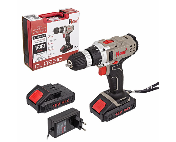 Аккум. дрель Number one CD18/2.0-3 CLASSIC (2скорости, 2аккумулятора, 18V, 2А*ч, КЕЙС)